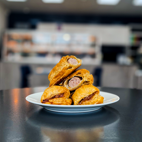 Golden, flaky pastry encases seasoned pork meat in our award-winning traditional sausage roll. Buy sausage rolls online for delivery UK.
