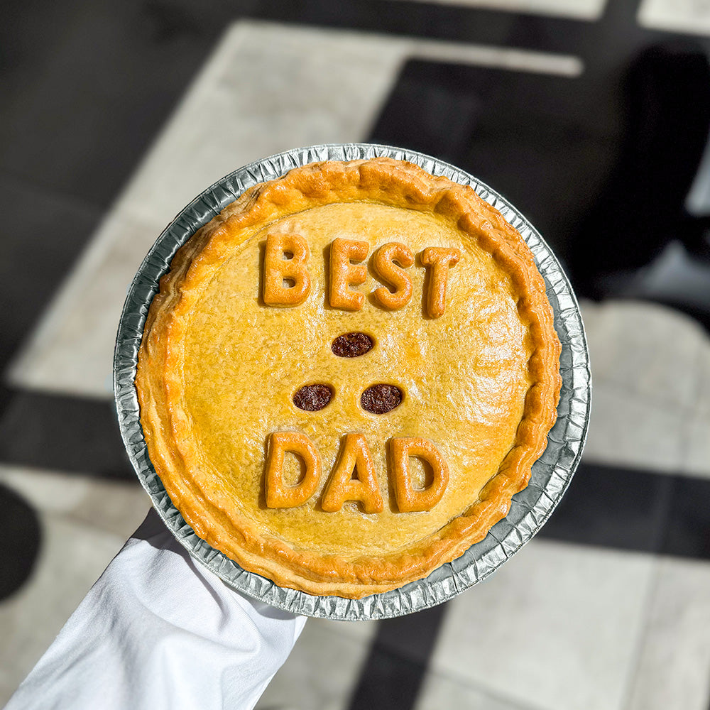 Personalised large Fathers Day pie delivery UK. Best Dad 10" father's day pie.